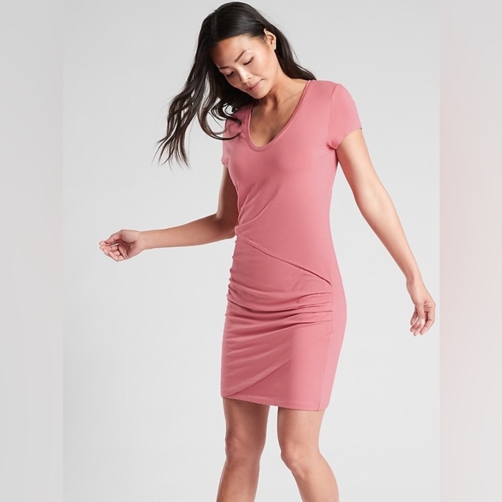 Athleta -‎ Women’s Central Dress Ruched Bodycon Pink Petite - Sz. MP